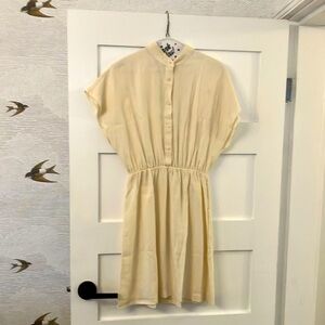 & Other Stories Stockholm Atelier relaxed ivory collarless shirt dress size S